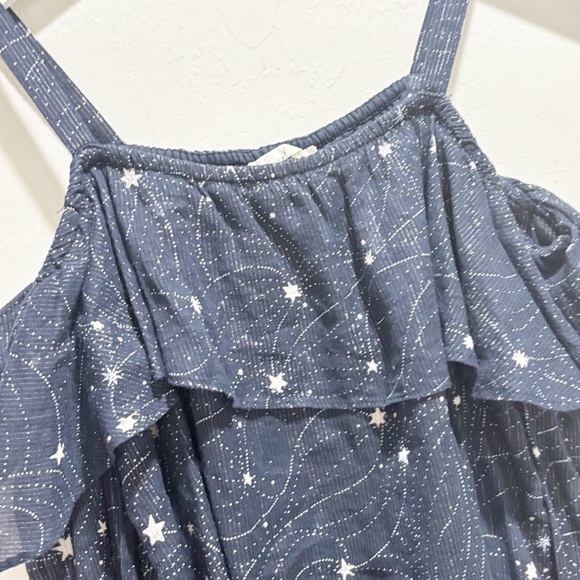 ANTHROPOLOGIE FLOREAT Women’s Blue Silver STARLIT Off Shoulder Blouse Top Sz XS - Picture 7 of 15